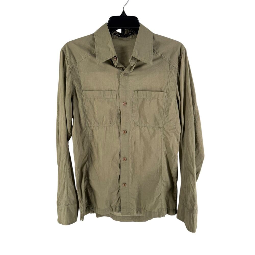 NAU Men's Taupe Brown Organic Cotton Long Sleeve‎ Button-Up Causal Shirt Small